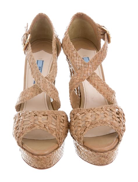 prada woven flat sandals|prada women's high heeled sandals.